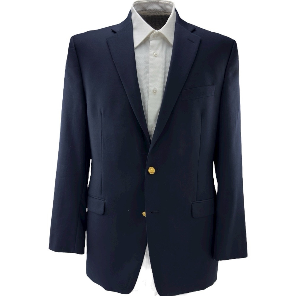 Lauren Ralph Lauren Navy Blue Wool Blazer 2-Button Gold Buttons Men's Size 41L